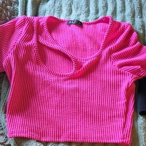 JULIA Pink Ribbed Crop Top